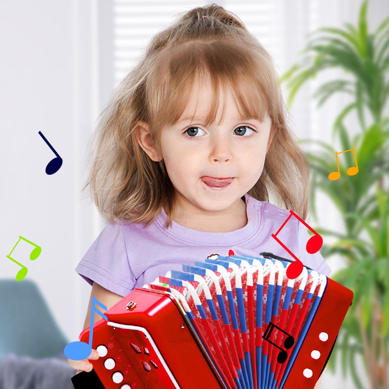 Bambini per la fisarmonica - fisarmonica con 7 chiavi, strumento musicale per principianti | La fisarmonica portatile portatile per bambini di età di 3+, giocattolo musicale per bambini, regalo per ra