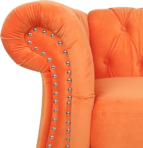 Miniatura 57 de RARZOE Sofá biplaza tradicional Chesterfield, moderno y vintage Chesterfield con botones capitoné de terciopelo con ribete de cabeza de clavo,