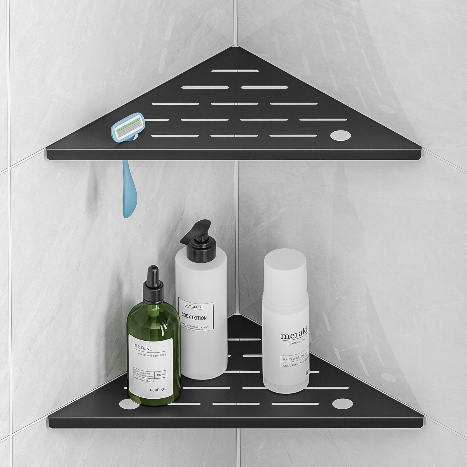 Mensola Angolare Doccia In Acciaio Inox 304 – 25,4 Cm – 2 Pezzi – Da Incasso – Nessuna Foratura – Colore Nero - 5