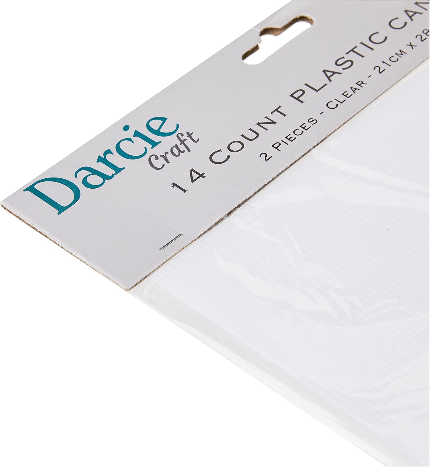 Darice 14 Mesh Clear Plastic Canvas – Create a Variety of Fun Plastic Canvas Crafts Including Bookmarks, Picture Frames, Pins and More – 2 Sheets, 14 Holes Per Inch, 8.25”x11” Per Sheet