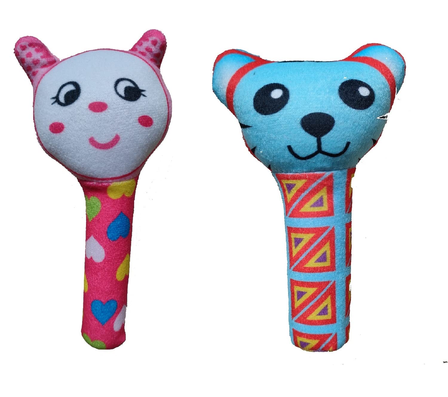 Dakulo Baby Product® Cartoon Face Rattle Cum Soft Toy (Squeeze Handle for Squeaky Sound)-Plush (Pack of 2) (B0B59JJN7Q) Amazon Price History, Amazon Price Tracker