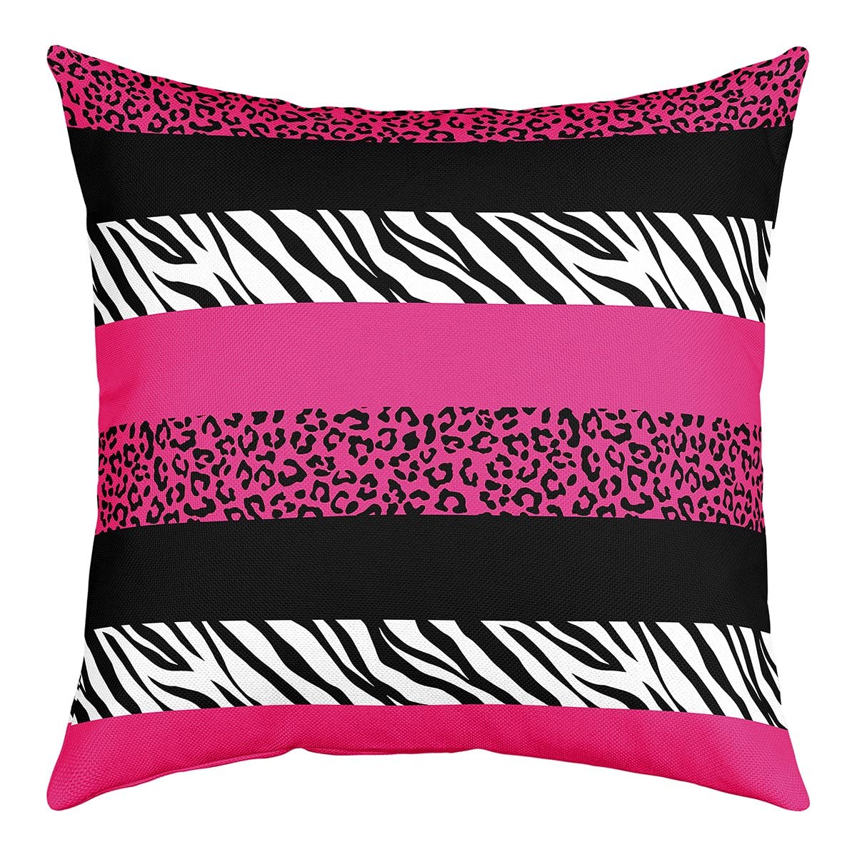 richhome Pink Leopard Print Pillow Cover 18x18 Inch Black Zebra Cheetah Skin Print Pillow Case for Women Adults Wild Animal Geometric Stripes Western Style Cushion Cover for Bed Chairs Office