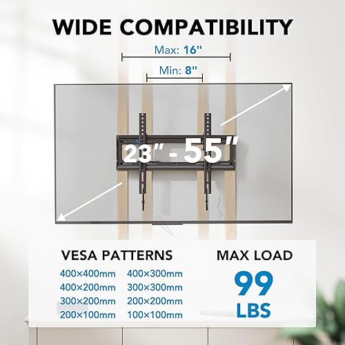 Miniatura 2 de Pipishell Soporte de pared para TV inclinable con certificación UL, perfil bajo para la mayoría de televisores LED LCD OLED 4K de 23 a 55 pulgadas,