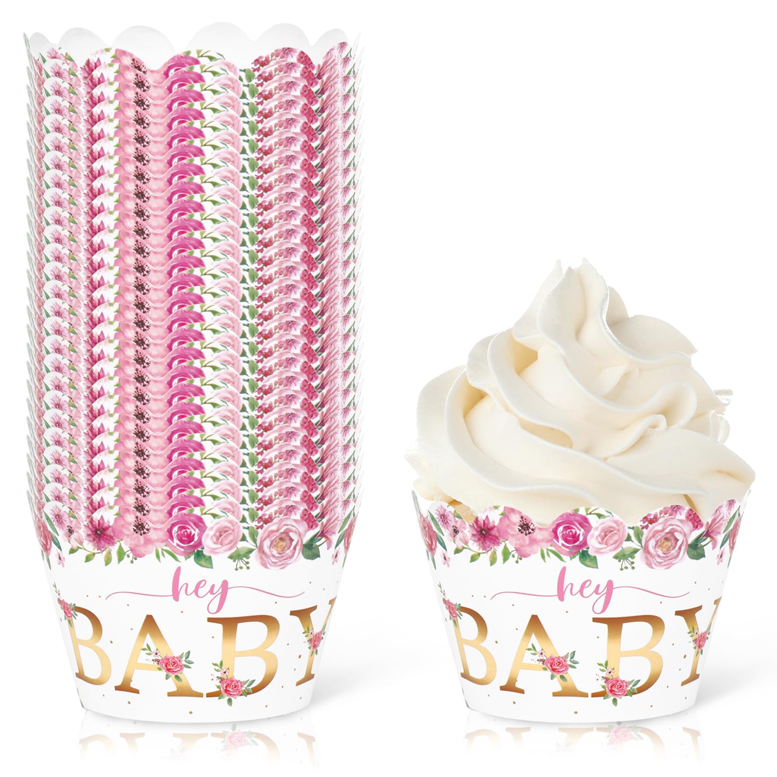 Caissettes cupcakes fleurs roses Whaline : sublimez votre décoration de buffet baby shower