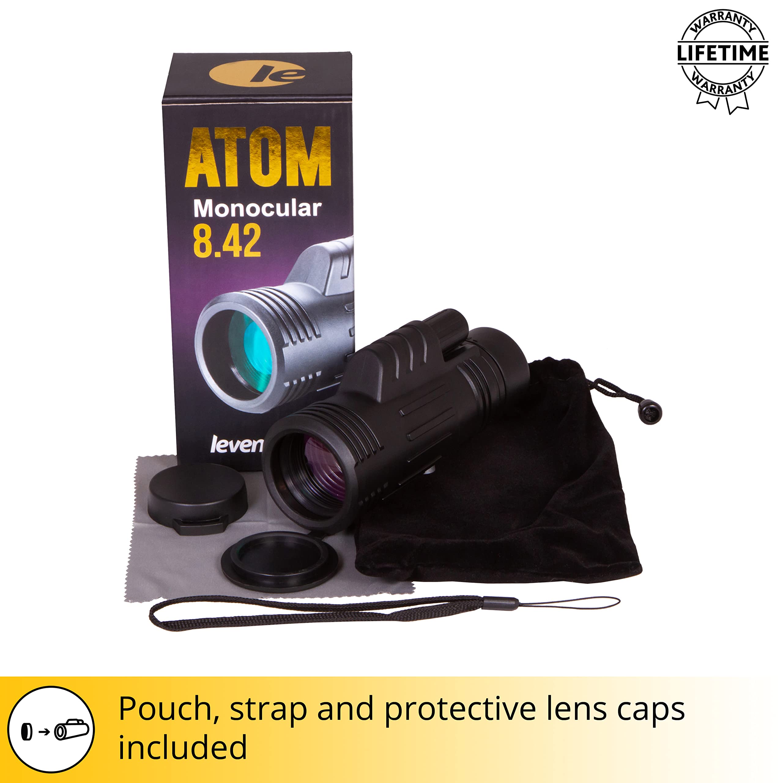 Levenhuk Atom 8x42 Monocular for Birding, Traveling, Sightseeing, Hiking, Sports and Wildlife Watching