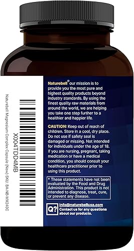 Miniatura 8 de NatureBell Complejo 12 en 1 de magnesio 1,000 mg, 240 cápsulas  Suplemento de magnesio con glicinato, citrato, taurato, más vitamina D3 K2,