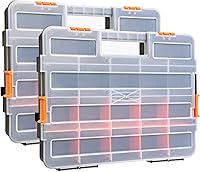 MIXPOWER 15-Inch 2-Pack Toolbox Organizers, 20 Removable Dividers, 34 Compartments for Screws, Nuts, Bolts & Crafts