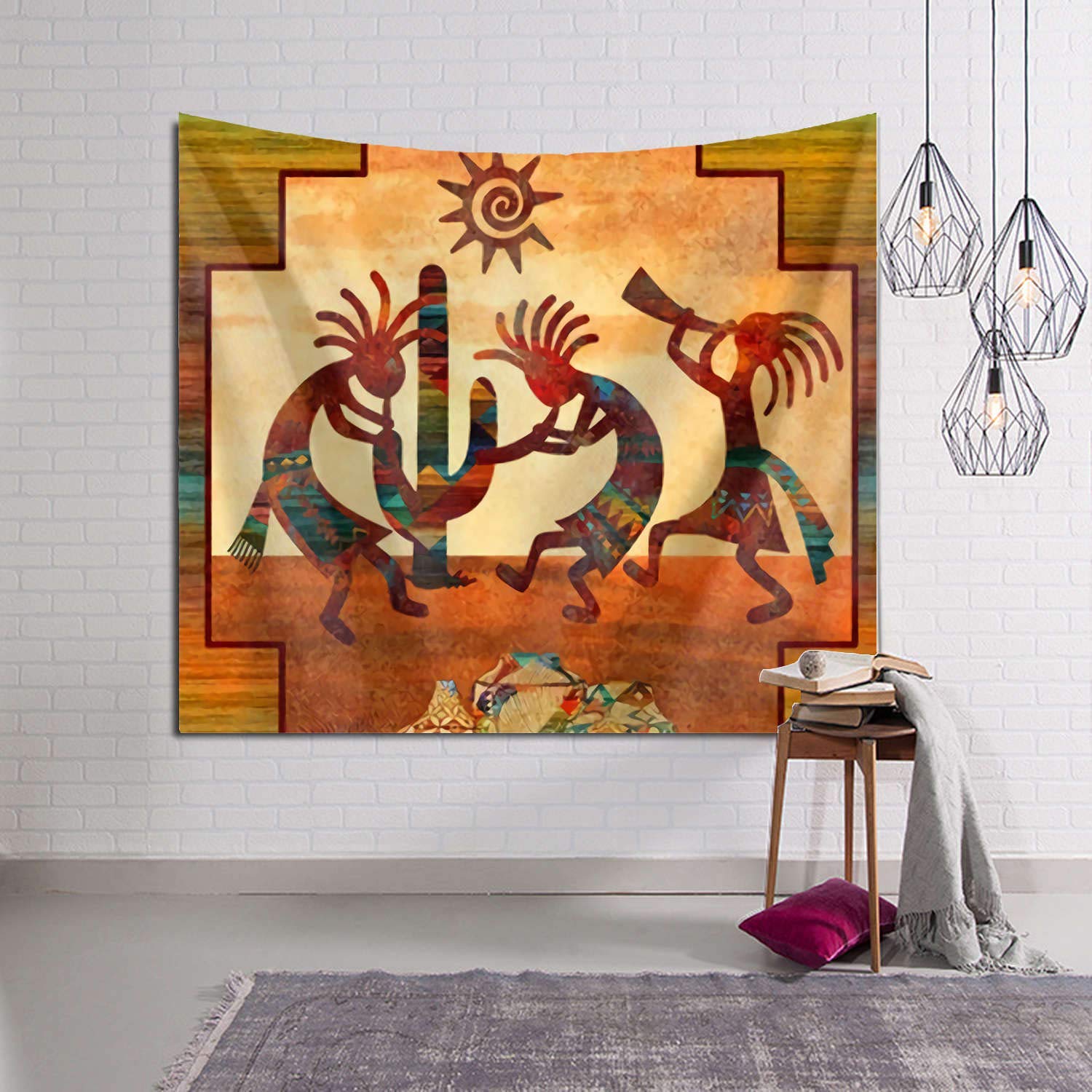 Tidyki Southwest Native American Kokopelli Tapestry Wall Hanging Hippie Blanket Tapestries Home Decorations for Bedroom Living Room Dorm Decor 60x90 Inch