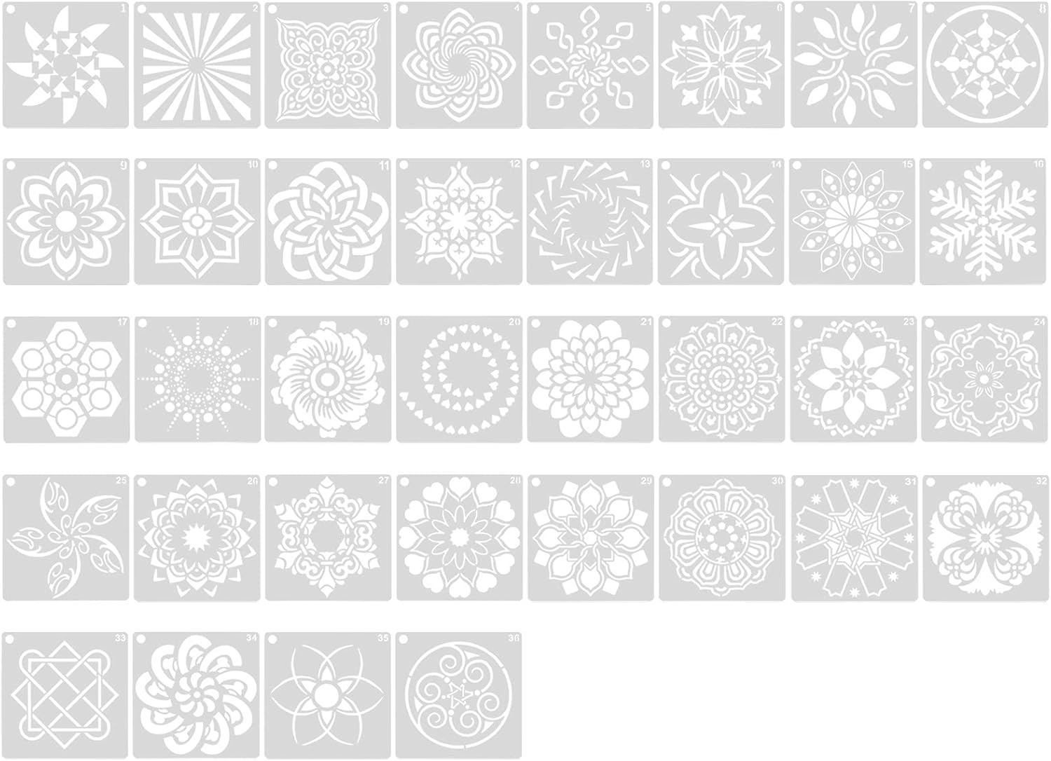 36 Stück Mandala Schablonen Wiederverwendbar Malerei Schablonen Set PET 36 Stück Mandala Schablonen Wiederverwendbar Malerei Schablonen Set PET
