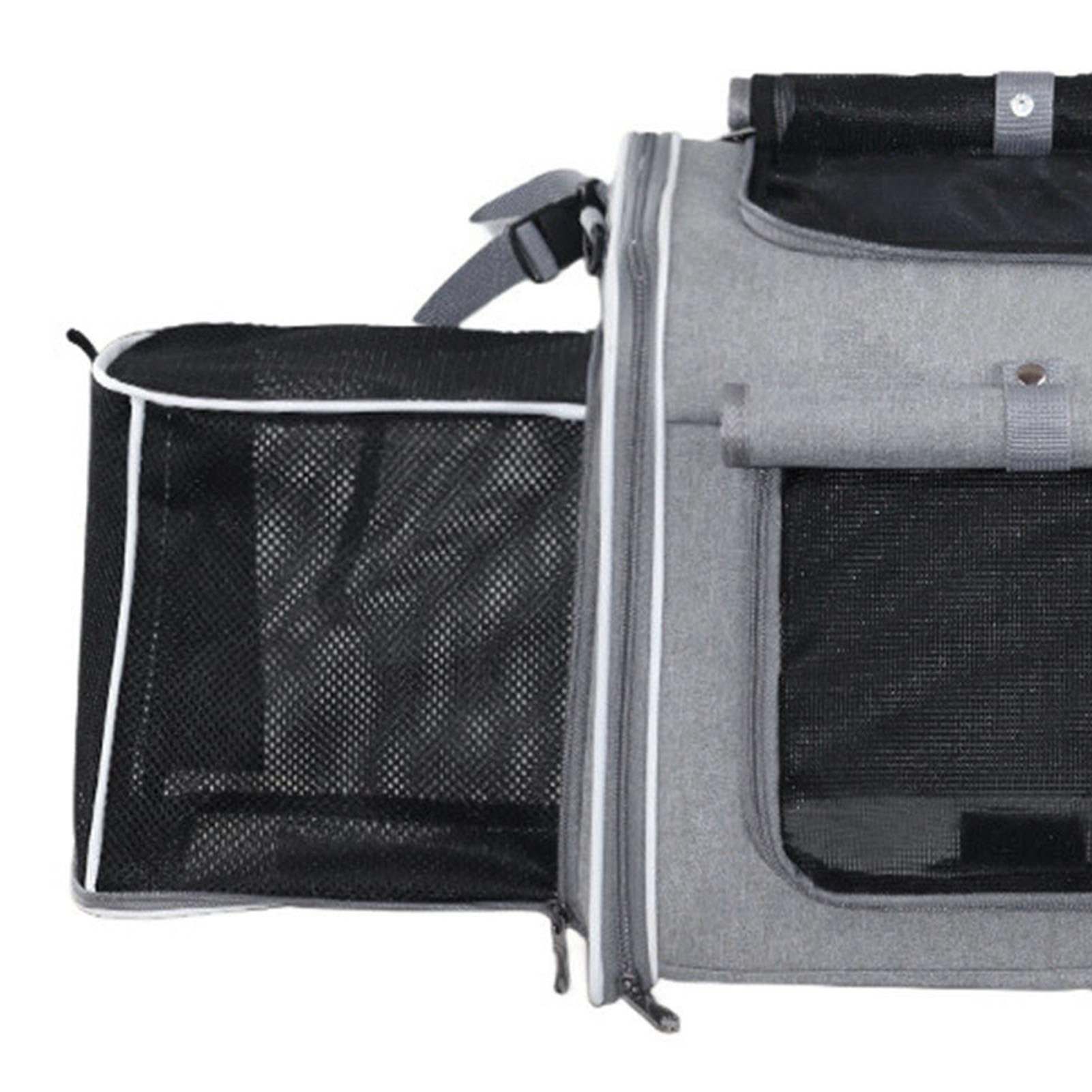 Cestino per Cani da Bici Fino a 8 Kg di Peso 4 Porte, 4 Mesh, Design Morbido Zaino Porta Animali da Bici con Finestre Robusta Struttura in Metallo Tessuto Oxford Resistente (GREY)