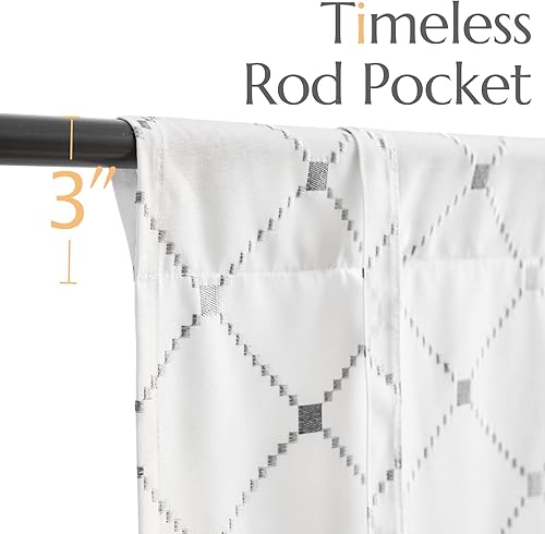 Miniatura 8 de jinchan Cortina de cenefa con bordado de diamantes de 45 pulgadas, cenefa geométrica con bolsillo para barra, cenefa ajustable con lazo para