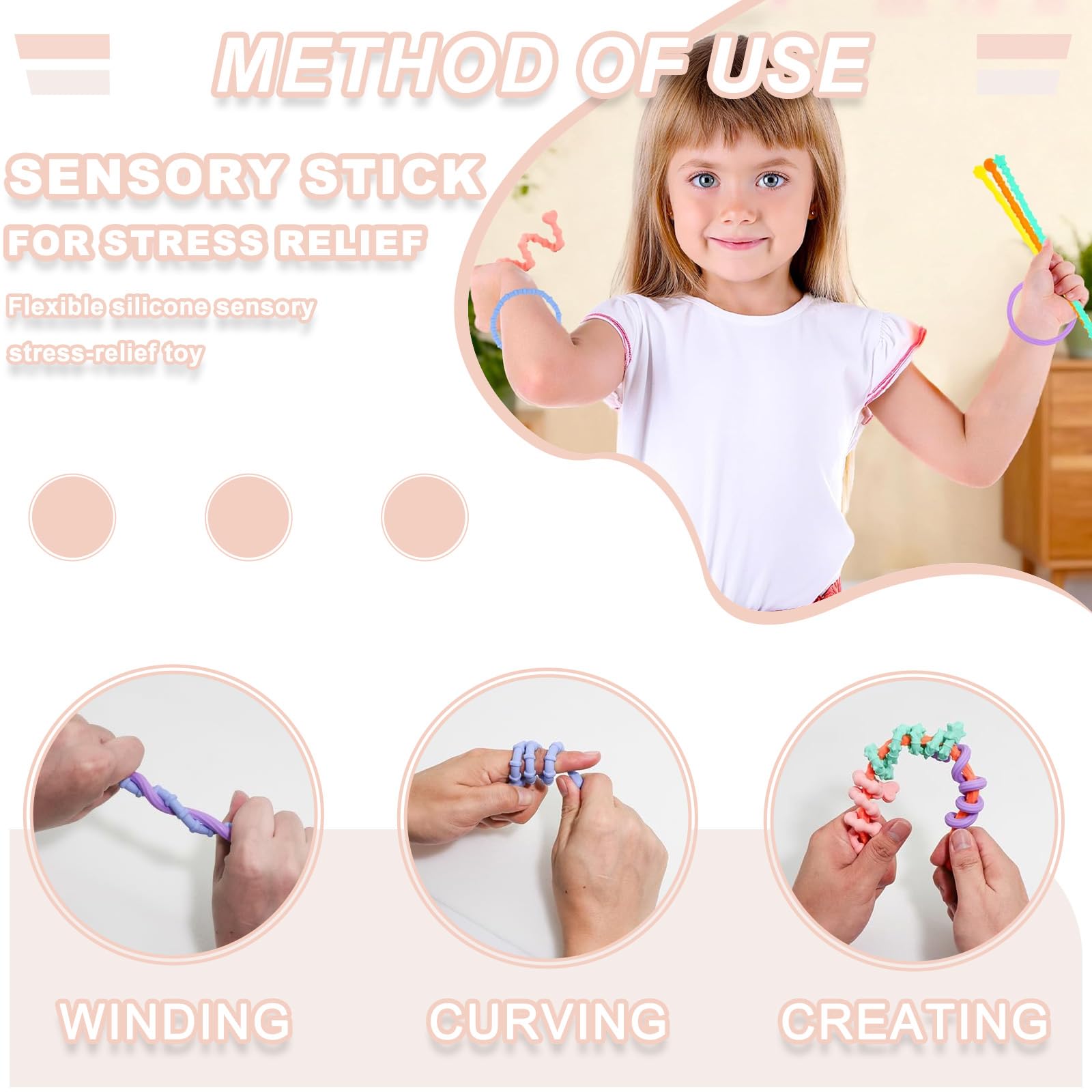 6 Pack Silicone Sensory Sticks Fidget Toys - Image 3