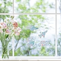 Vista 36 de GORGECRAFT 16 calcomanías de alerta de vidrio para ventana de mariposa, anticolisión, animales, arcoíris, para pájaros, pegatinas, película