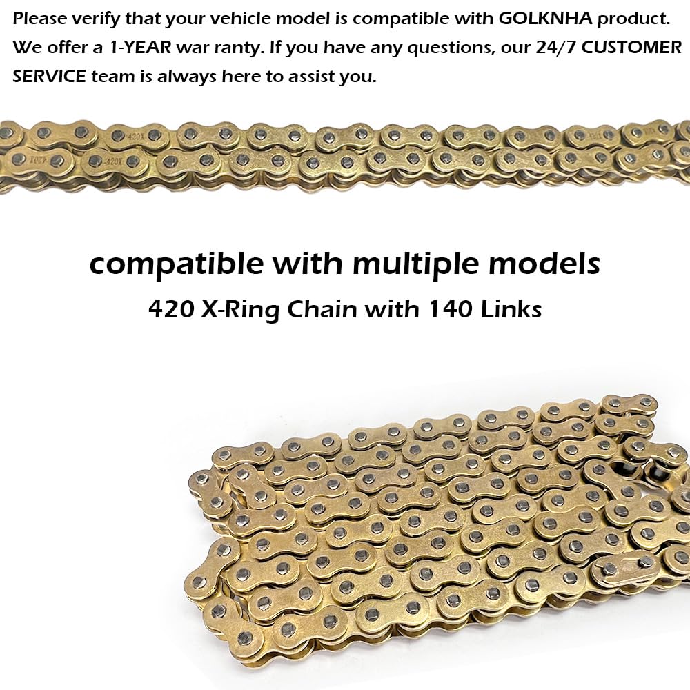 Gold 420 X-Ring Motorcycle Chain 140 Links