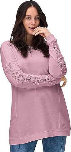 Ellos Sudadera tipo túnica con ribete de encaje en talla grande para mujer