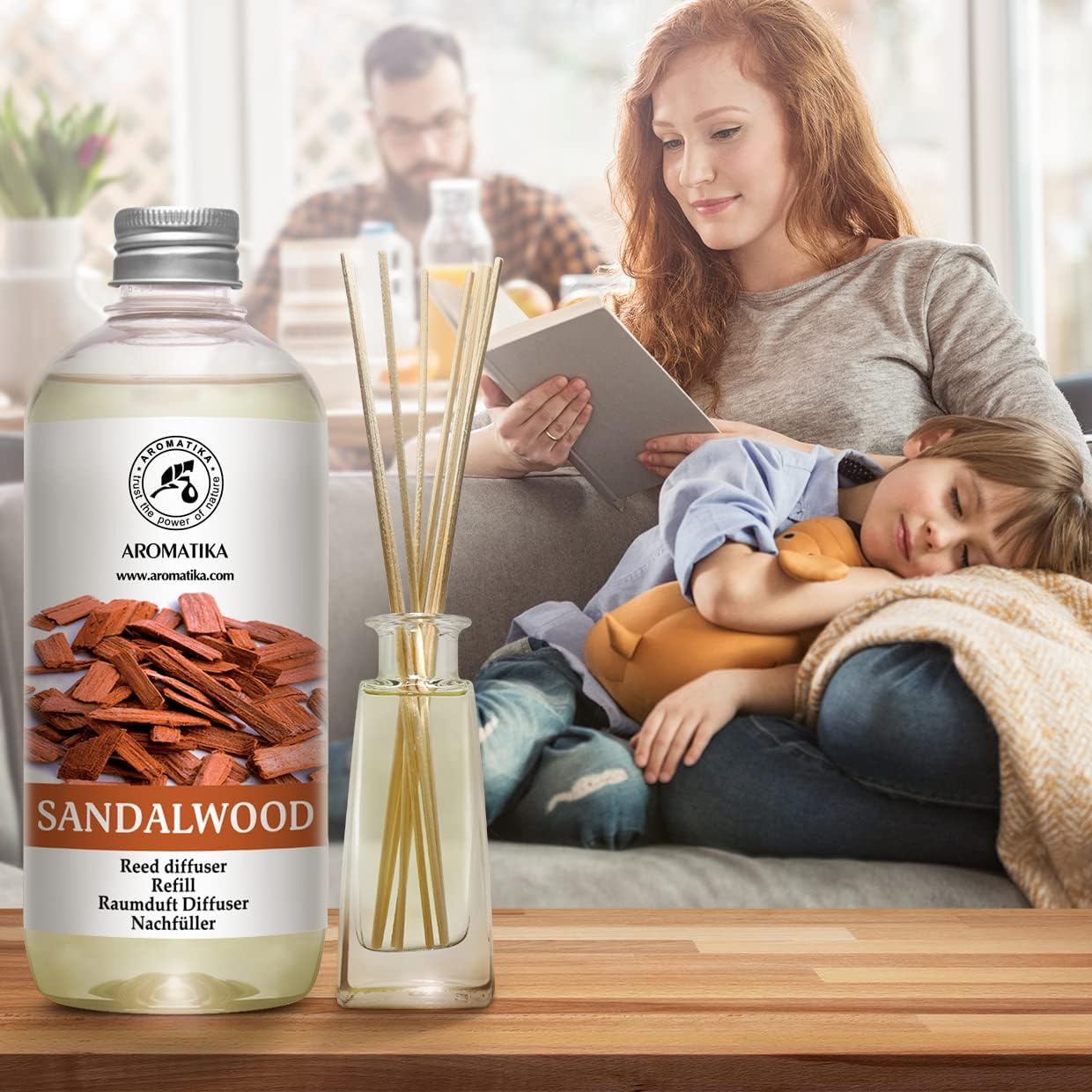 Reed Diffuser Refill Sandalwood 17 Fl Oz (500ml) - Room Diffuser - Home Fragrance - Scented Diffusers for Aromatherapy - Air freshener - Fresh/Intensive Fragrance - Image 7