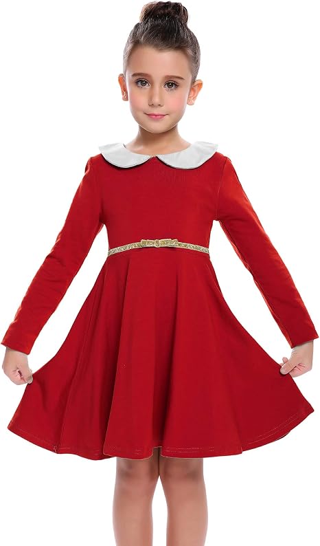 Trudge Kleid Madchen Langarm Puppenkragen Baumwolle Langarmkleid Kinder Herbst Skaterkleid A Linie Prinzessin Freizeitkleid Kleinkind Fatternkleid Freizeitkleidung Gr 92 134 Kleider Amazon De Bekleidung 