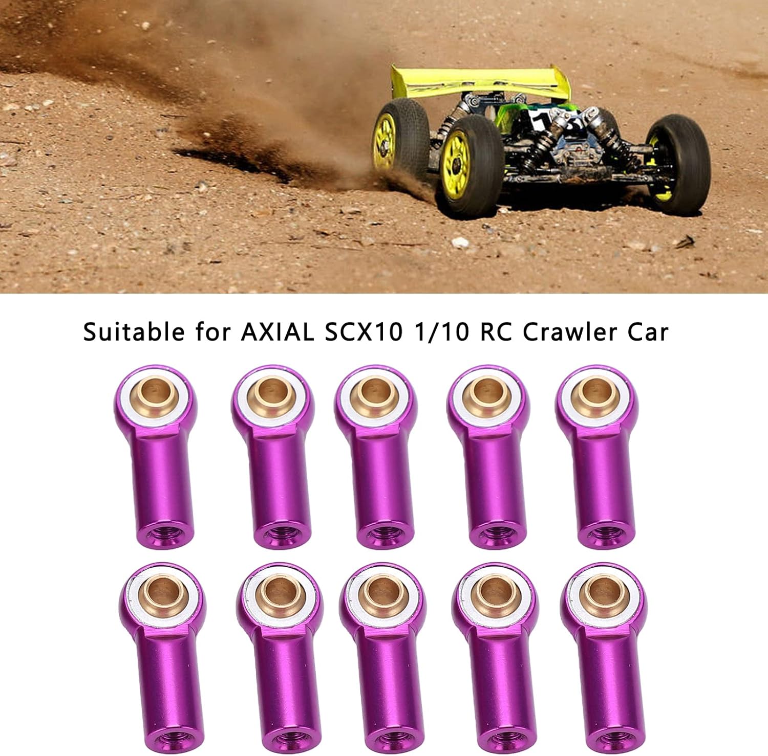 Alomejor RC Link Rod Ends for SCX10 1/10 RC Crawler Car, Aluminium Alloy, M3 Ball Heads, 19mm, 10 Pieces