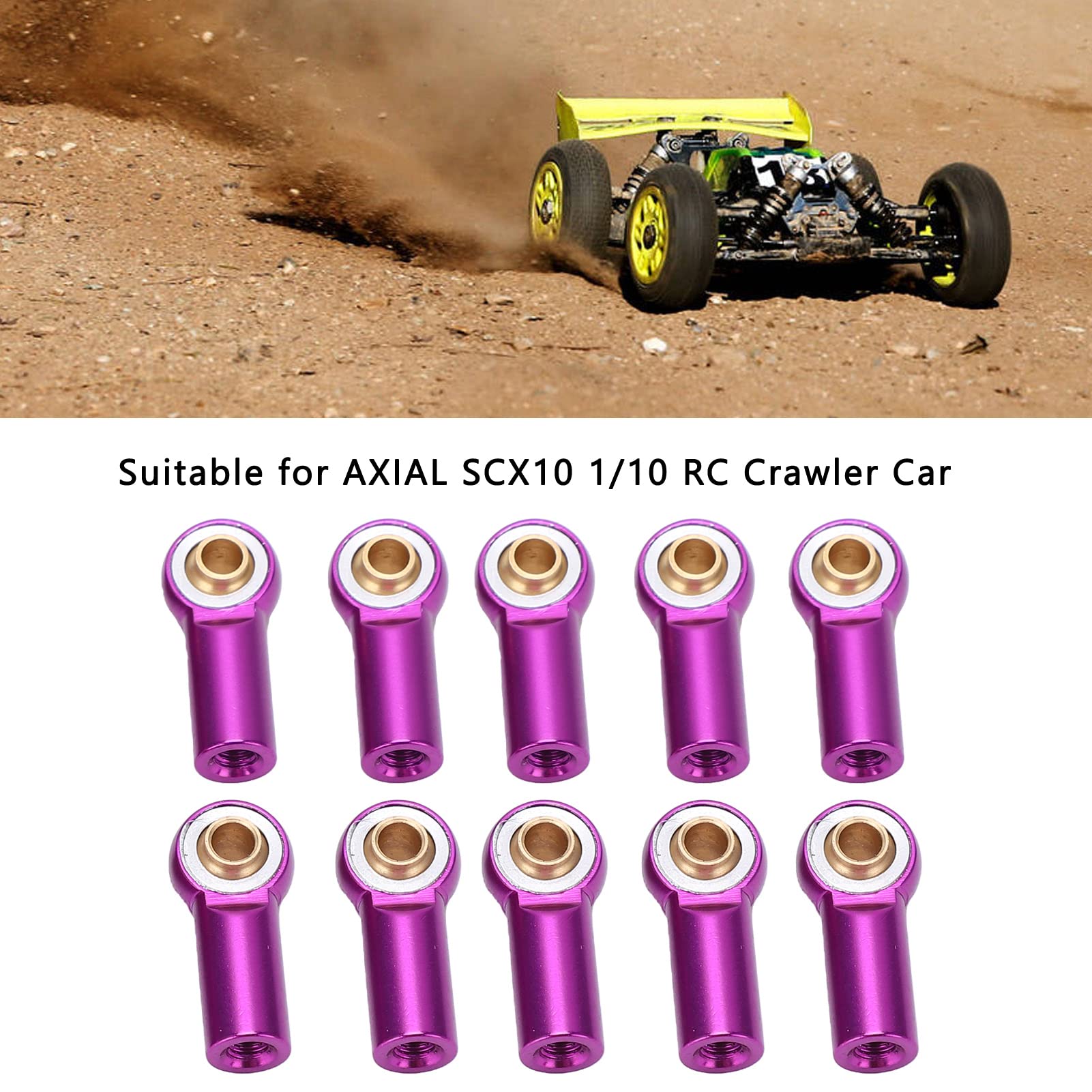 Alomejor RC Link Rod Ends 10pcs Aluminum M3 RC Link Tie Rod End Ball Joint Head Holder Linkage Part(Purple) Rc Car Model Accessory - Image 3