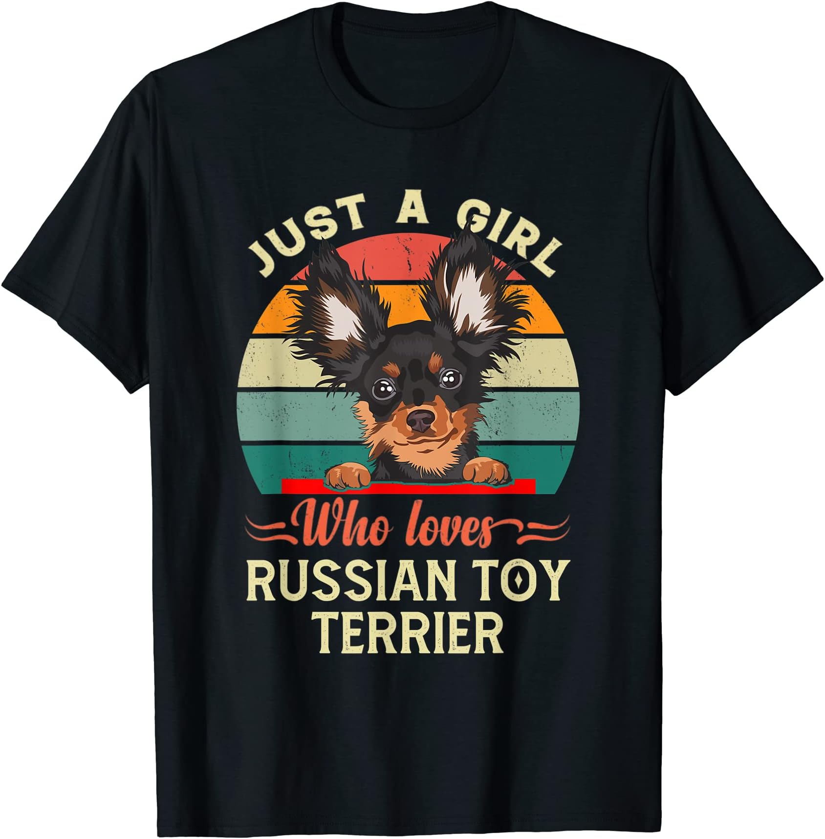 Just A Girl Who Loves Russian Toy Terrier Dog Retro Vintage T-Shirt