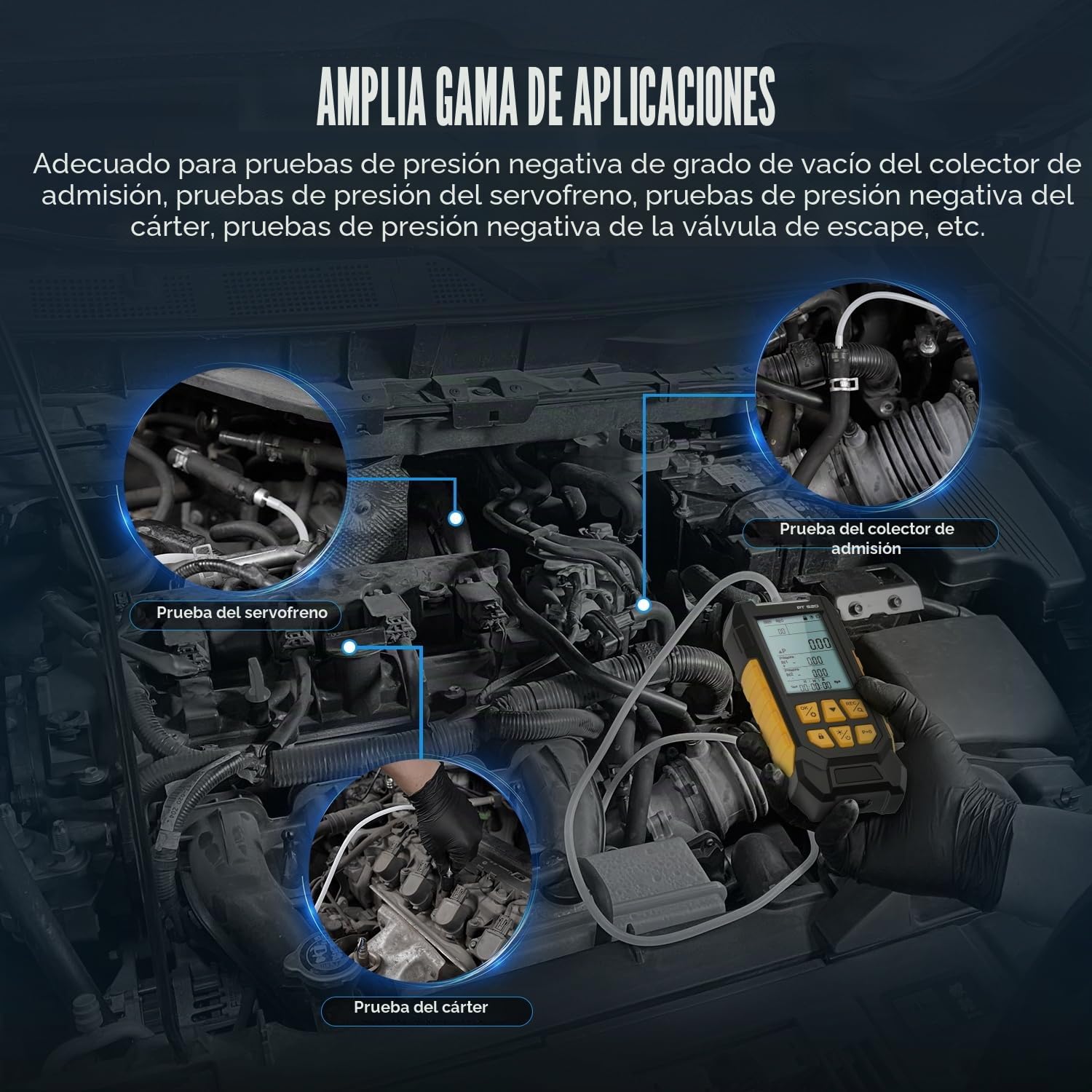 Manómetro digital PT520 Manómetro de presión de aire -100-200 KPa Resolución 0,1 Presión de aire 10 unidades Manómetro digital HVAC de doble puerto Probador de presión de gas
