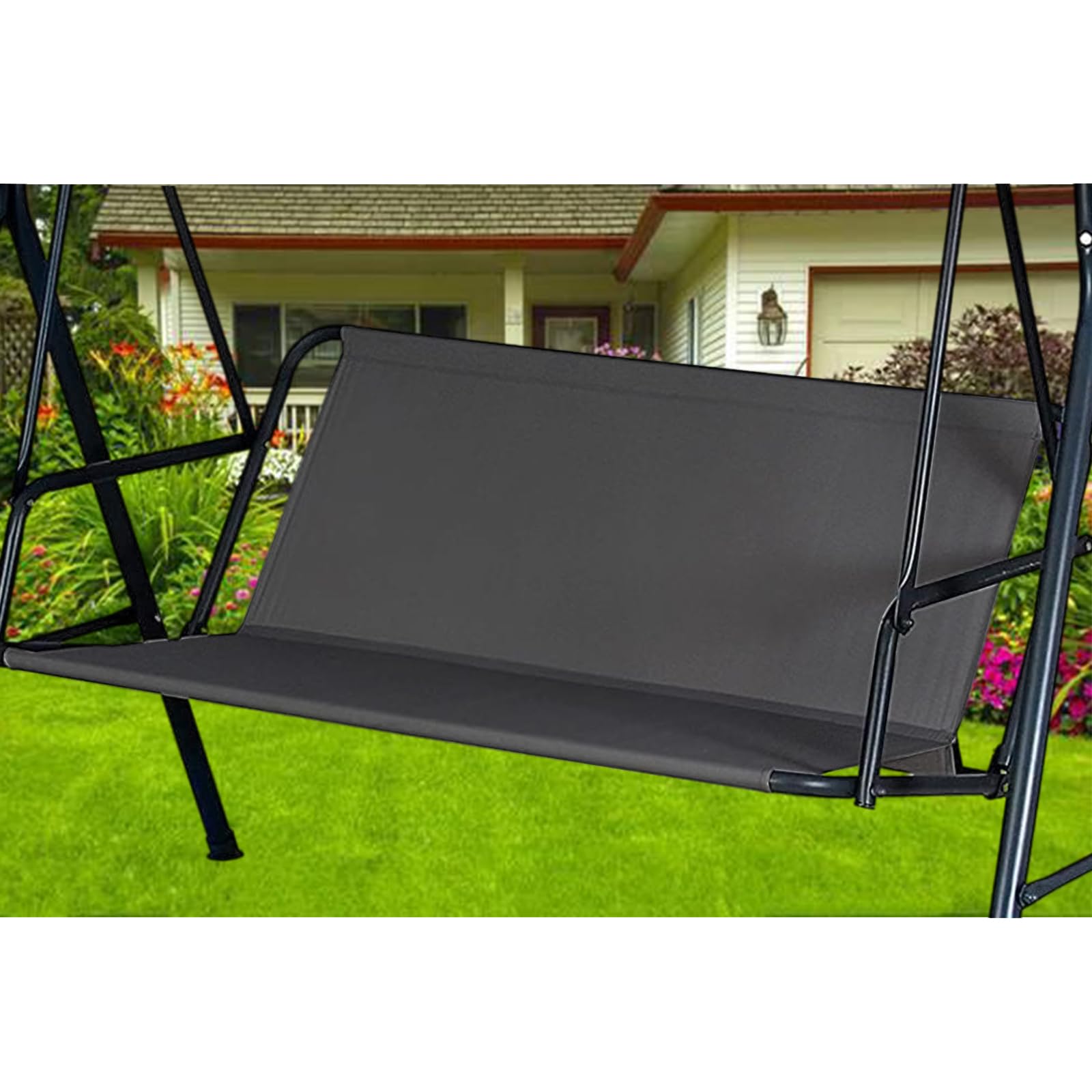 Coprisedile da Giardino per Dondolo, Copriseduta di Ricambio per Dondolo da Giardino, Coprisedili per Altalena da Giardino Tessuto Oxford 600D (115 * 48 * 48cm,Schwarz)