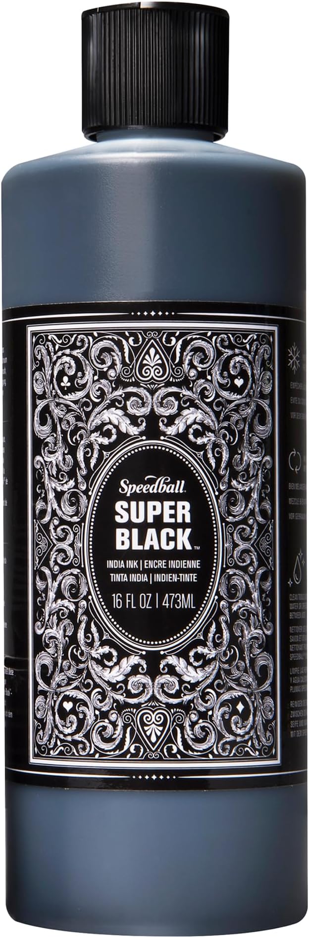 Speedball. 404696 3378 Super Black India Ink, 16 oz. Bottle, 7.6" Height, 2.1" Width, 2.4" Length