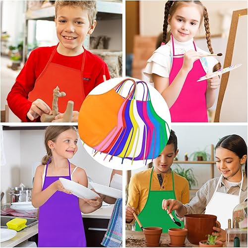 Miniatura 4 de PLULON Delantales de pintura para niños, delantales para pintura, delantales artísticos, a granel para actividades artísticas, manualidades, hogar,