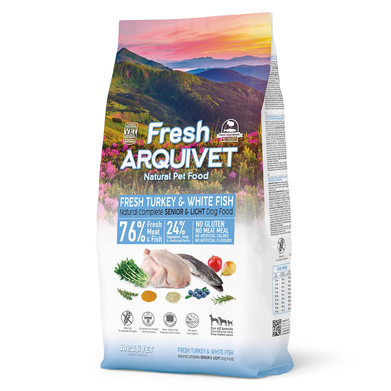 Arquivet Fresh Senior & Light Tacchino e Pesce bianco 10Kg - Alimentazione semi-umida