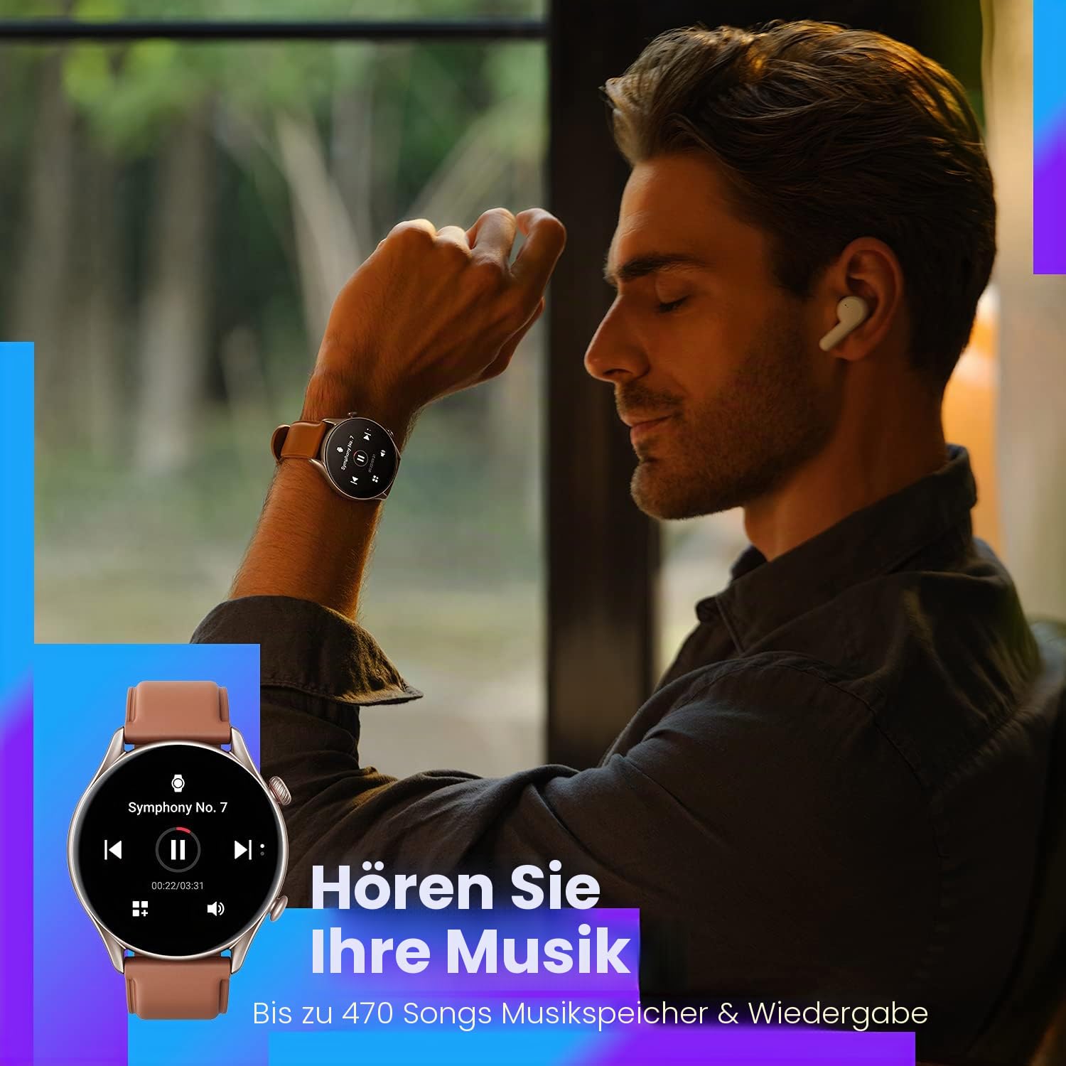 Amazfit Smartwatch GTR 3 Pro 46mm Fitness Watch mit GPS, Überwachung von Herzfrequenz, Schlaf, Stress, SpO2, über 150 Sportmodi, Bluetooth-Anrufen, Musiksteuerung, Alexa