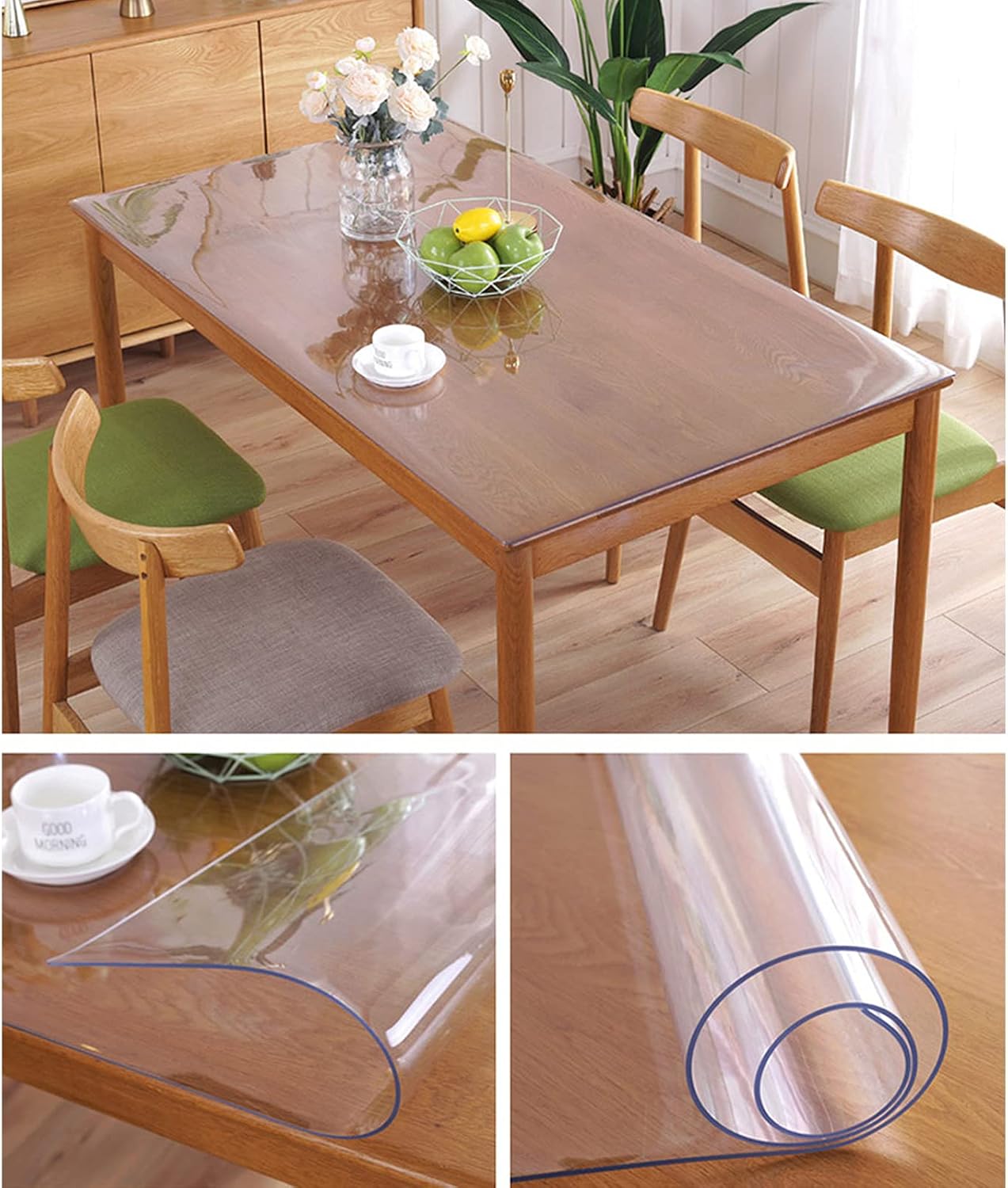 Clear Table Protector, 2mm Waterproof PVC Tablecloth Cover, Wipeable Desk Pad for Wood Floors, Sizes 40-160 cm (24x55 inch) - Durable, Easy to Clean, Ideal for Dining & Home Use