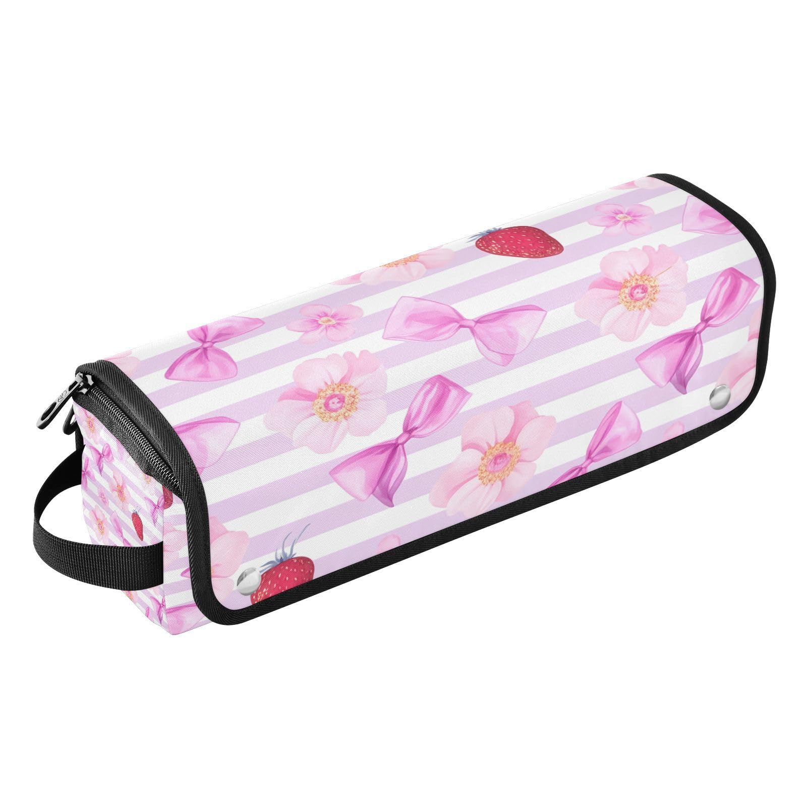 Bows and Flowers Hair Tools Travel Bag Portable Hair Accessory Organizer with Heat Resistant Mat 2 in 1