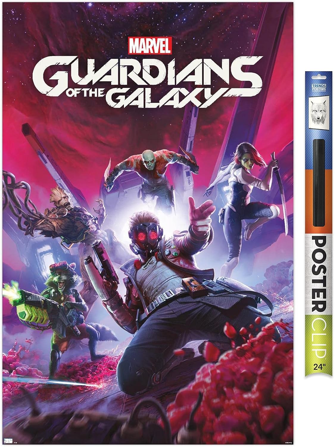 Trends International Marvel's Guardians of the Galaxy Video Game - Key Art Wall Poster, 34L x 22.4W, Premium Unframed Version