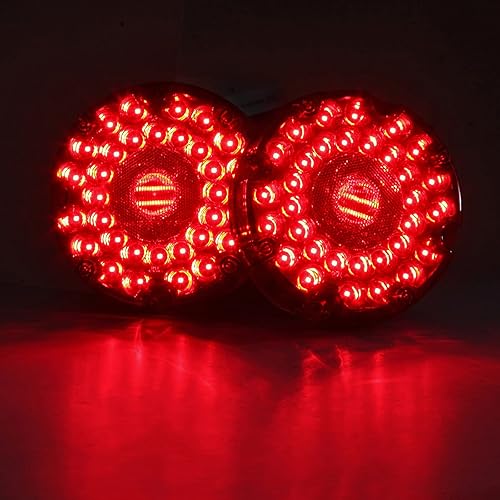 Miniatura 3 de LIMICAR Luces de remolque redondas de 7 pulgadas, 36 luces LED rojas de tránsito, kit de luces LED para remolque, luz trasera de freno y giro con