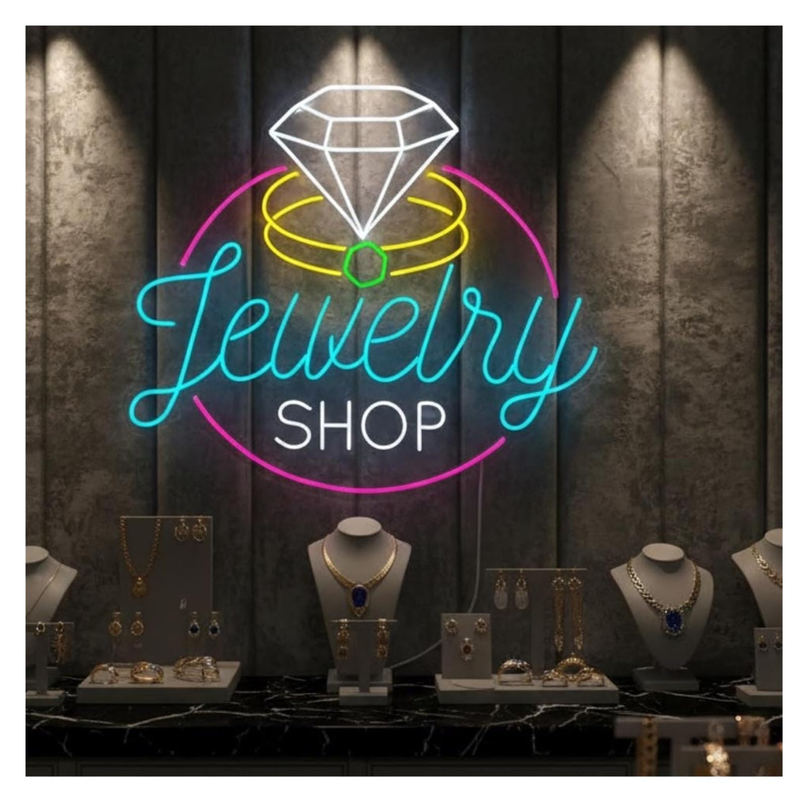 Decoración Lámparas Joyería Letrero De Neón | Joyería Con Anillo De Diamantes 55cm/21.65in
