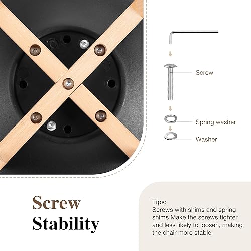 Miniatura 7 de OLIXIS Juego de 8 sillas de comedor, sillas de cocina modernas de mediados de siglo con patas de madera y cojín de piel sintética para sala de Negro