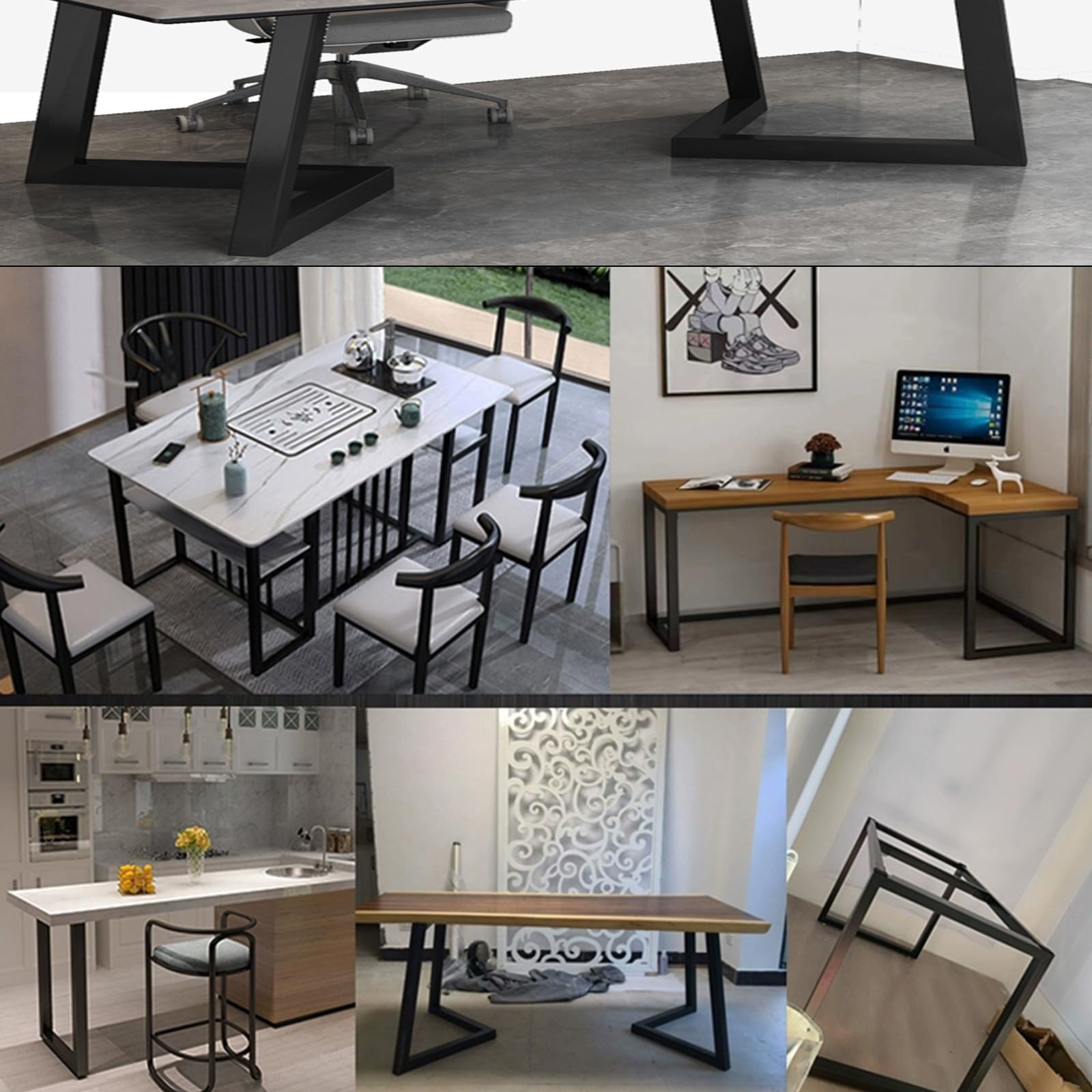 Metall-Tischsockel – robuste industrielle Schreibtischbeine, V-förmiges Dreieck-Design, DIY-Tischstütze, abnehmbarer Möbelbein-Ersatz