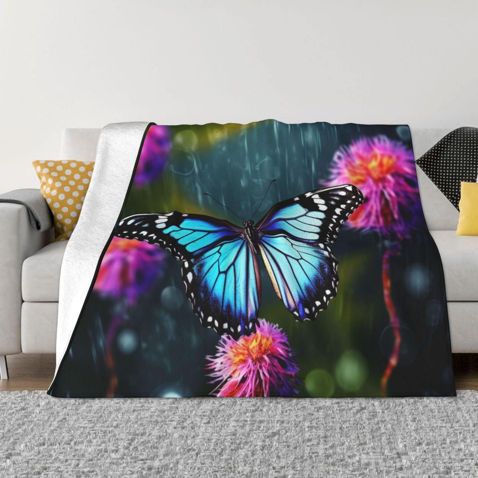 Couverture polaire papillon 203x152 cm en peluche douce pour canapé
