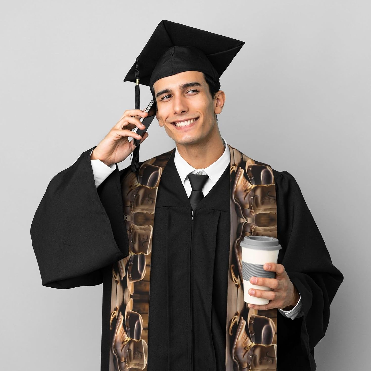 Cowboy Hat and Boots print Graduation Stole Honor Stole 72 Inches Long for Graduation Ceremony and Graduation Photos