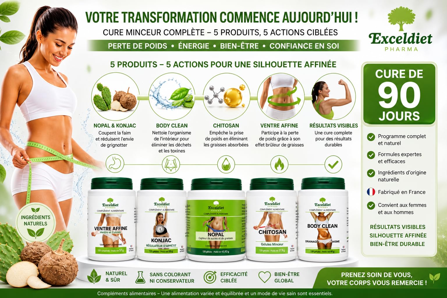 Cure Minceur Perte de Poids | Sur 90 Jours | Coupe Faim Brûleur de Graisse | 600 Comprimés / Gélules | Homme et Femme
