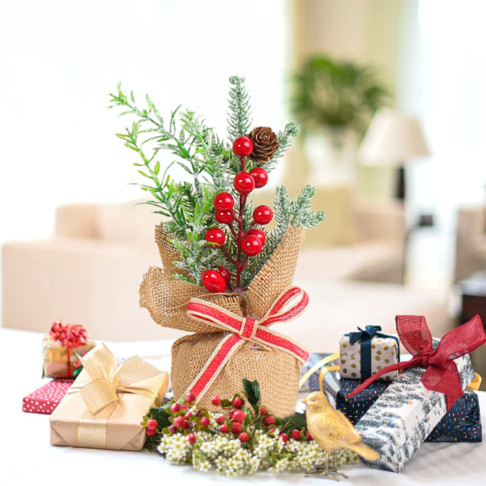 Albero Di Natale Artificiale Da Tavolo - 50 Cm, Realistico, Per Interni Ed Esterni, Decorazione Natalizia