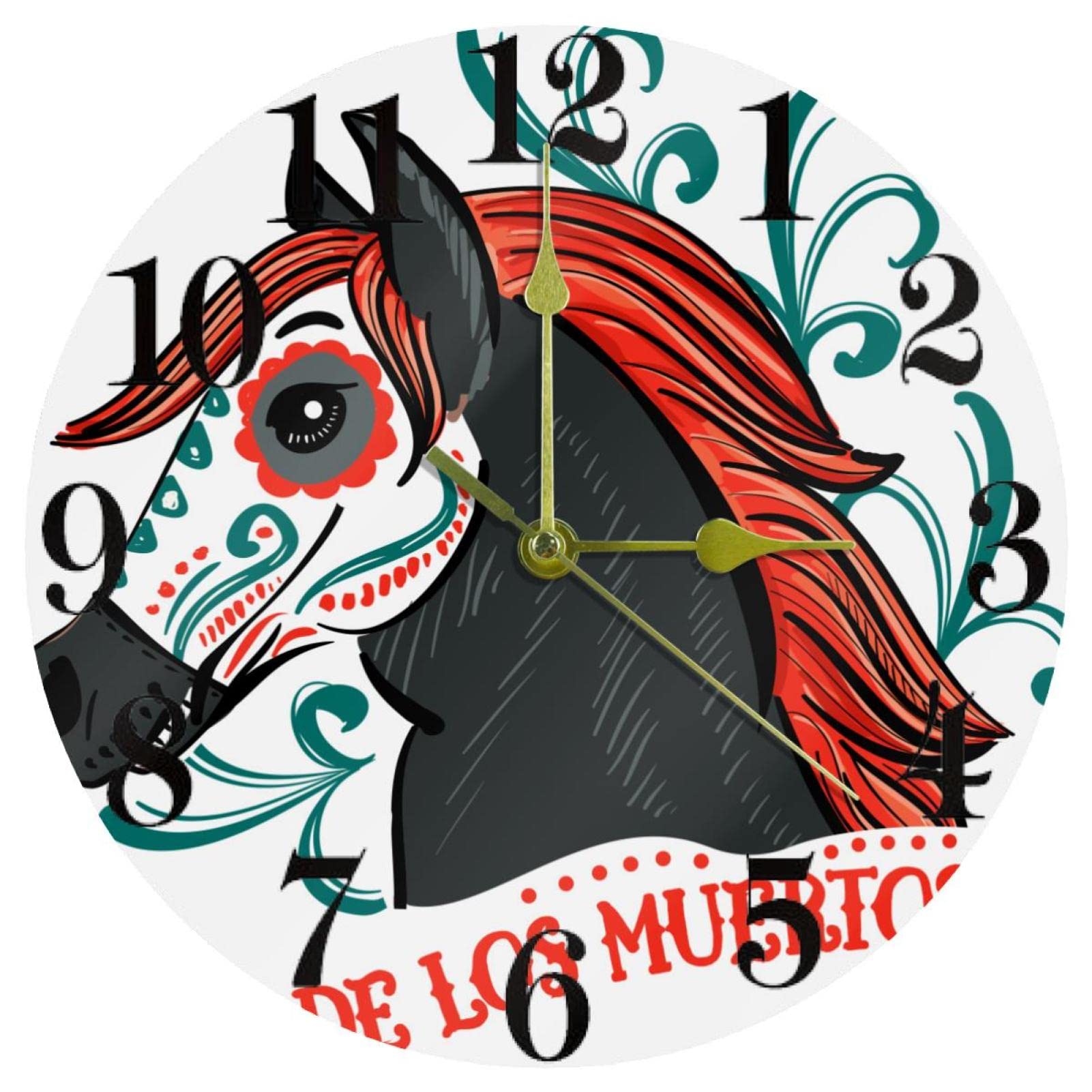 Horloge murale pour la cuisine et l'école Day of the Dead ronde décorative colorée