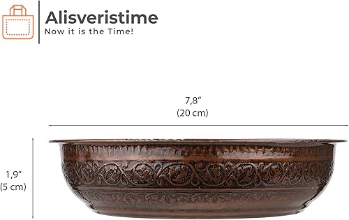 Miniatura 3 de Alisveristime Hammam tradicional turco con motivos auténticos (15.50 onzas) hecho de zinc (7.87 pulgadas de diámetro) (cobre antiguo)