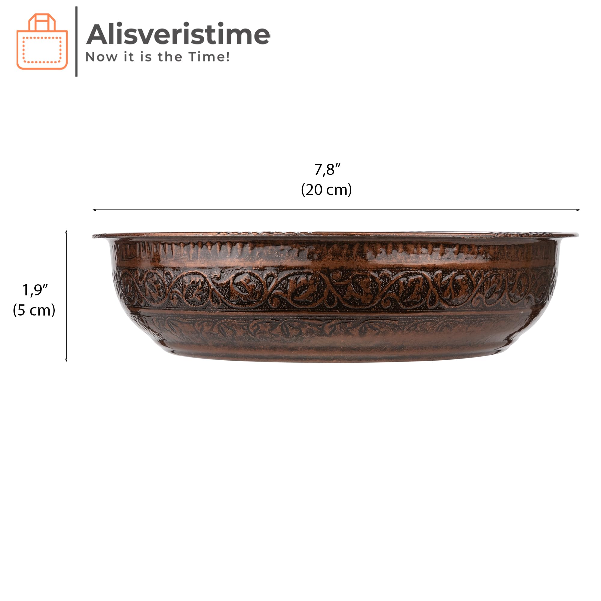 Alisveristime Cuenco tradicional turco para baño con motivos auténticos (440 g) hecho de zinc (7.87 pulgadas de diámetro) (cobre antiguo)