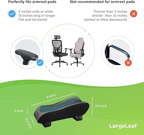 Vista 27 de Silla ergonómica extra gruesa de 2 pulgadas para oficina y juegos con almohadillas para reposabrazos de espuma viscoelástica, juego de 2 piezas