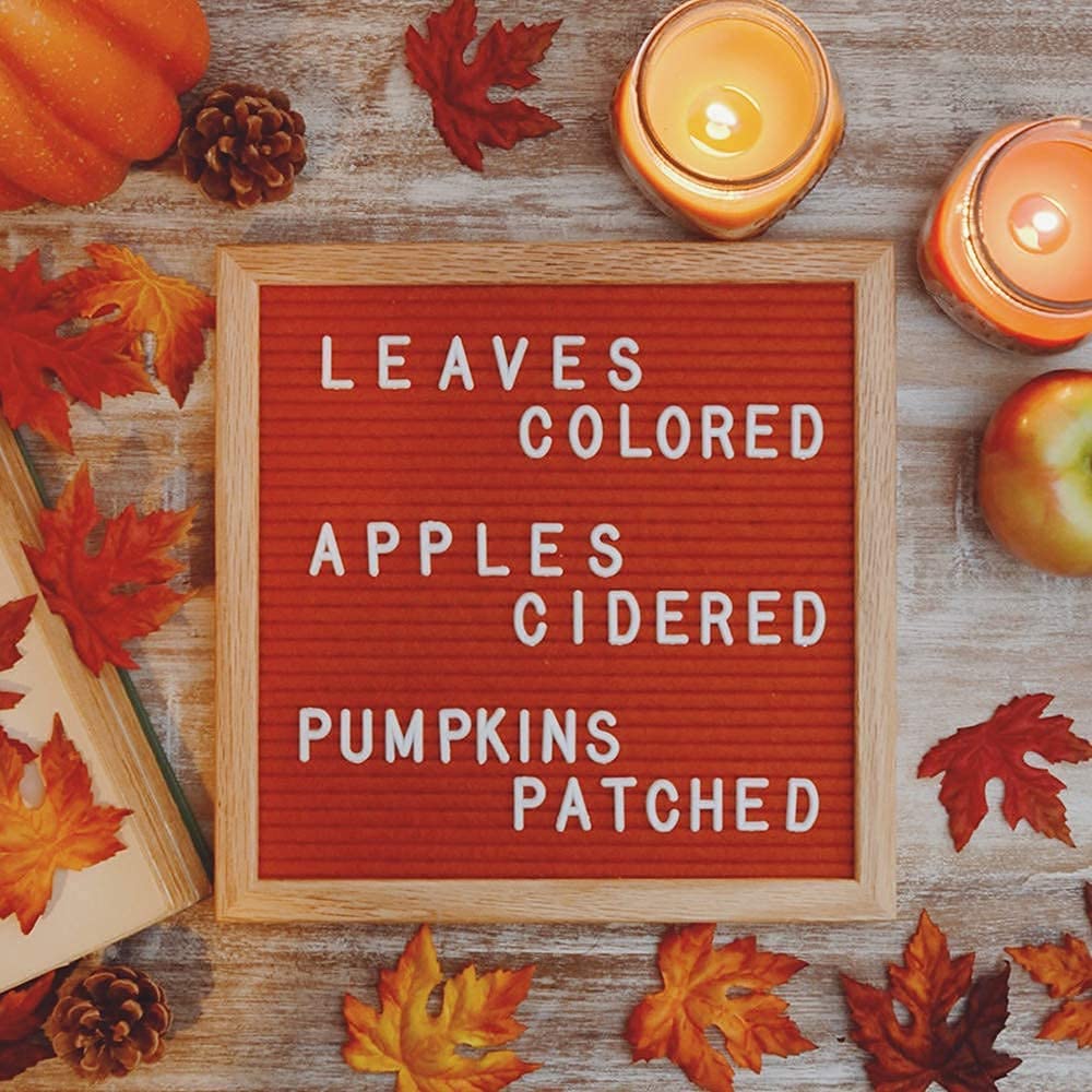 Felt Like Sharing Square Letter Board (Rusty Red Felt - 10”x10”) – Changeable Message Board with 3 Sets of Felt Board Letters for Home & Aesthetic Room Decor – Wall Letterboard Signs In Oak Frame