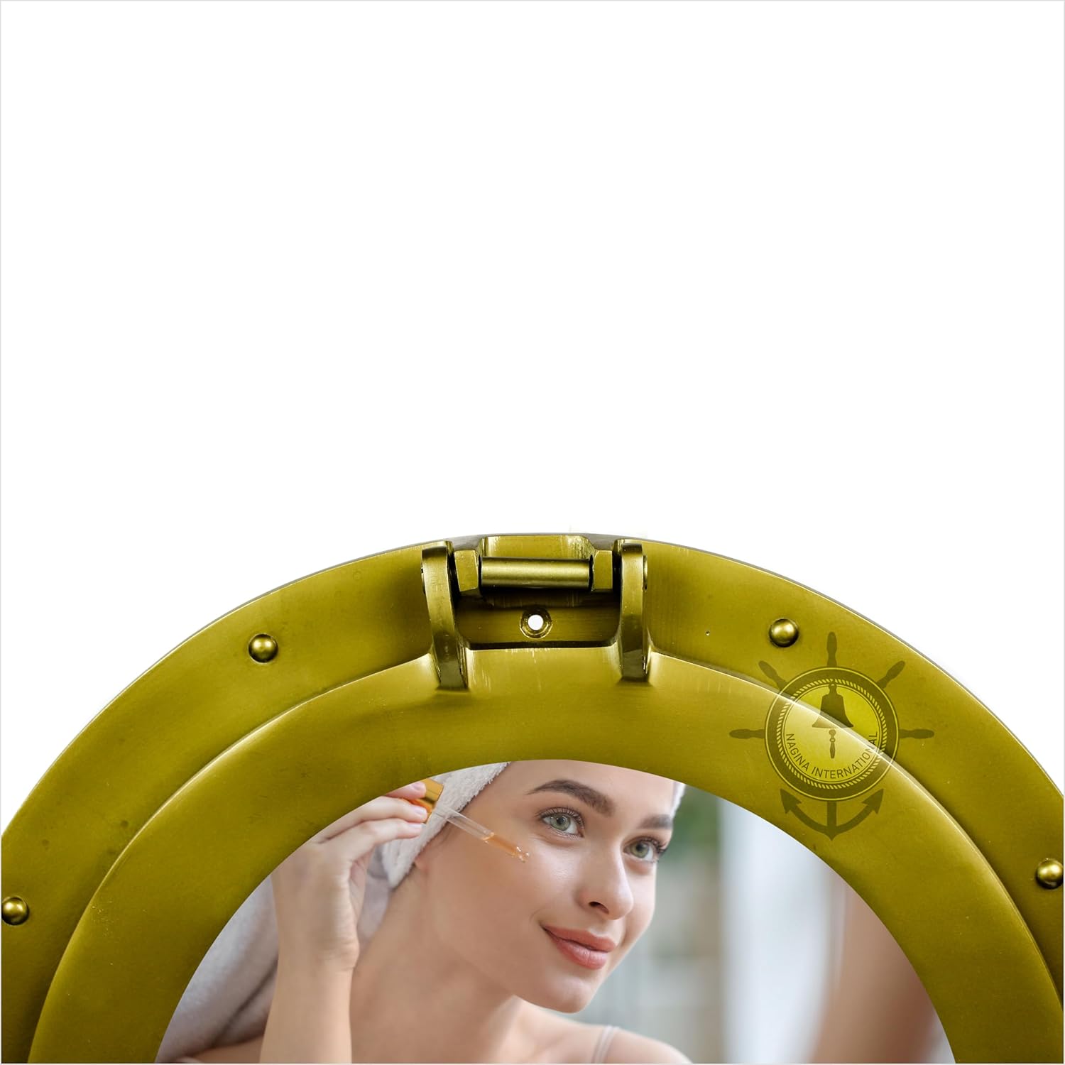 Nagina International Powder Coated Antique Bronze Finish Nautical Ship's Porthole Mirror | Wall Decor Gifts & Collectibles (10 Inches, Reflective Mirror)