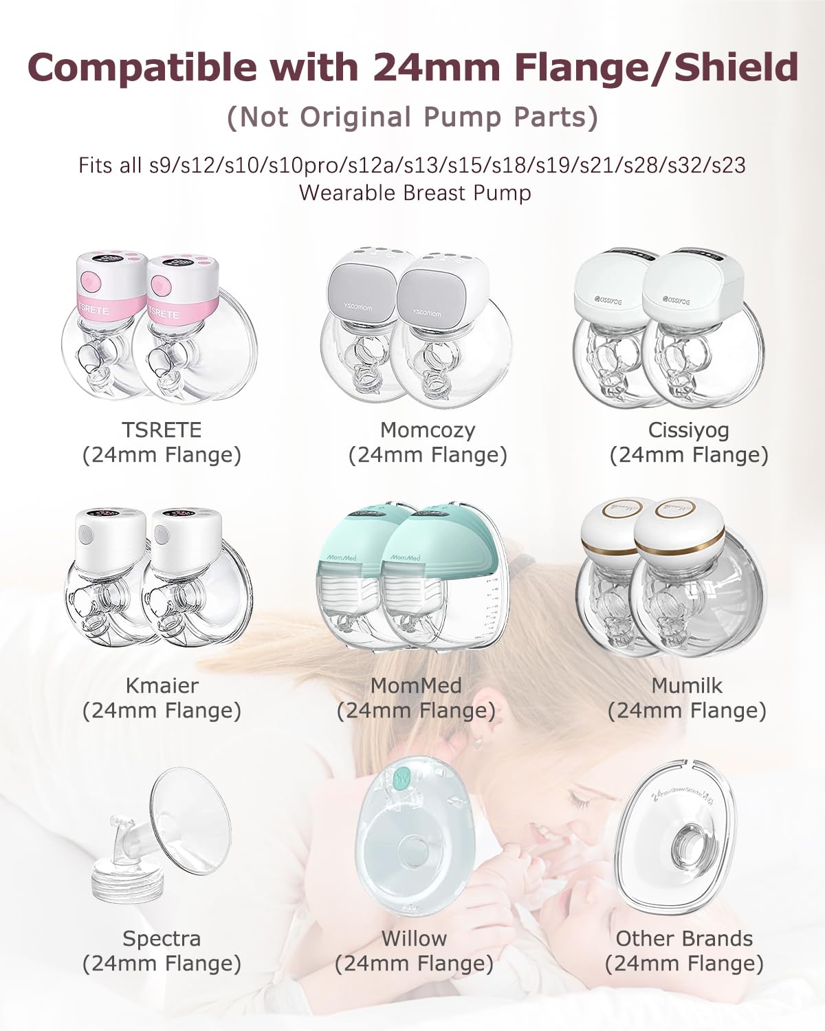 Wearable Breast Pump Accessories Replacement Parts Flange Insert 21mm  Compatible with Momcozy CPPSLEE TSRETE HAUTURE eulumap S12 S9 S10 S12A  MOMMED