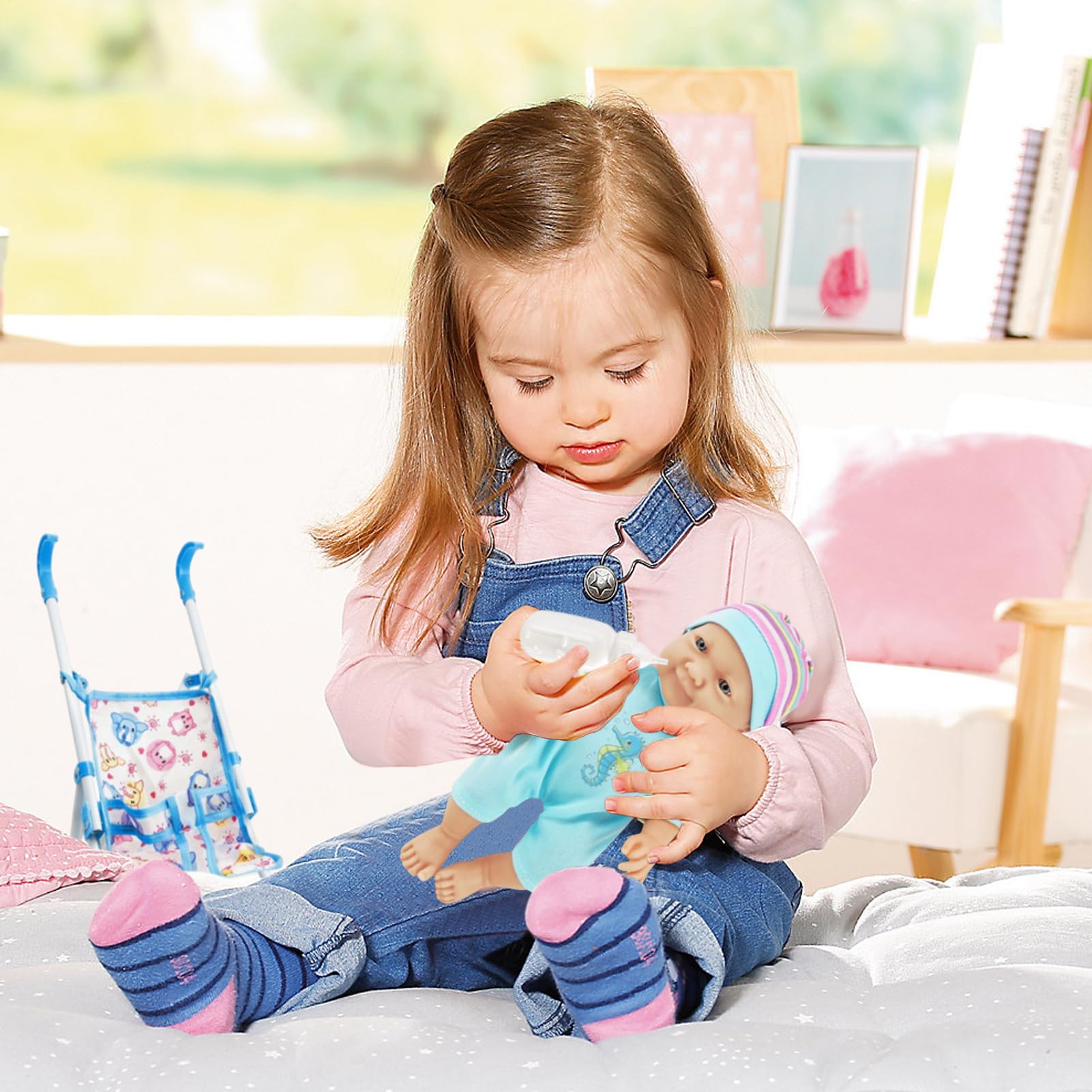 Modello leggero per passeggino per bambole - per carrozzina giocattolo | Passeggino pieghevole - Set di giocattoli per con capezzoli per bottiglia di per simulazione di neonato