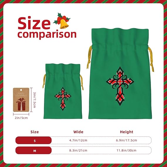 AMZJHGWEU Knights Templar Christmas Gift Bags, Santa Wrapping Bags, With Drawstring And Tags Reusable, Xmas Presents Bag, Holiday Party Favors, Birthday & Christmas Gift